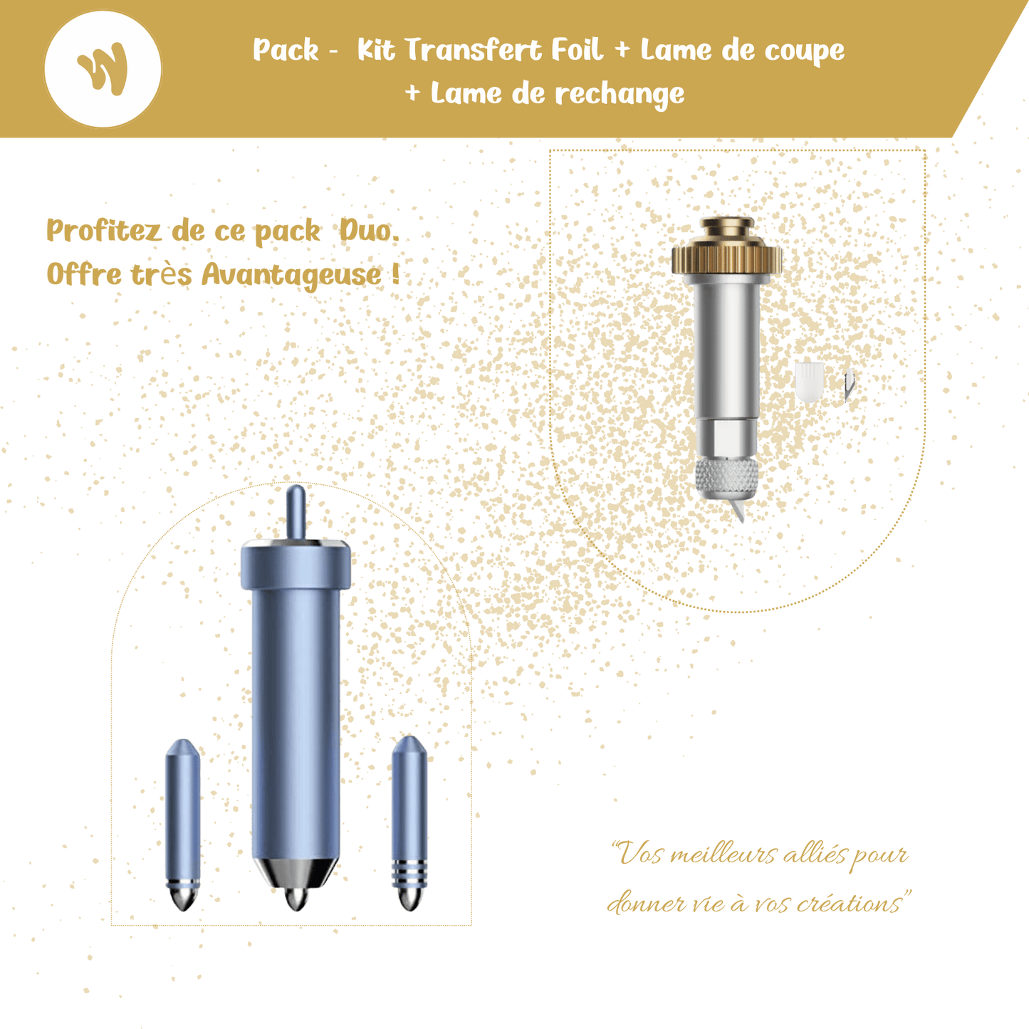 Pack Duo Créatif – Kit Transfert Foil & Lame de Découpe”