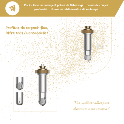 Pack Duo Expert – Roue de Rainage & Pointe de Débossage & Lame de Découpe avec Lame de Rechange