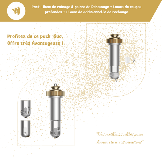 Pack Duo Expert – Roue de Rainage & Pointe de Débossage & Lame de Découpe avec Lame de Rechange