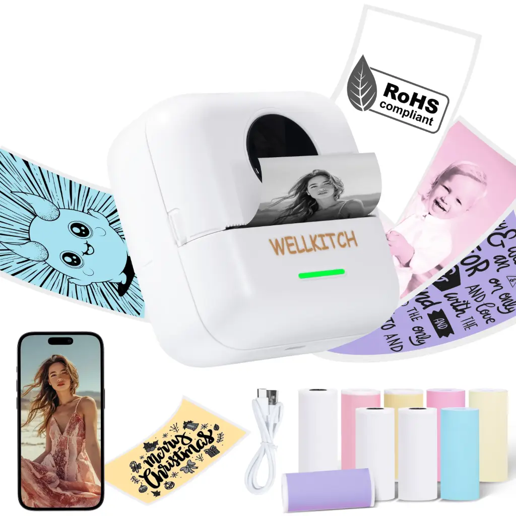 [Mini printer-03] Imprimante Thermique Portable Wellkitch – Compacte, sans encre & connectée